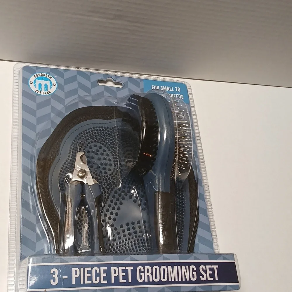 Pet Grooming 3 Piece Set Black Blue 3-Way For Small to Medium Breeds NWT